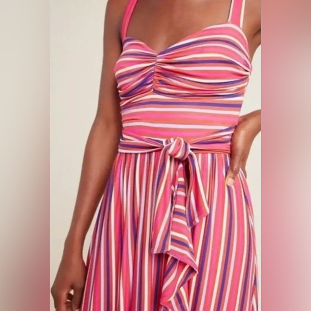 NWT Anthropologie Maeve Women’s  Gabriela Striped Maxi Ruffle Dress - Medium - Picture 2 of 10